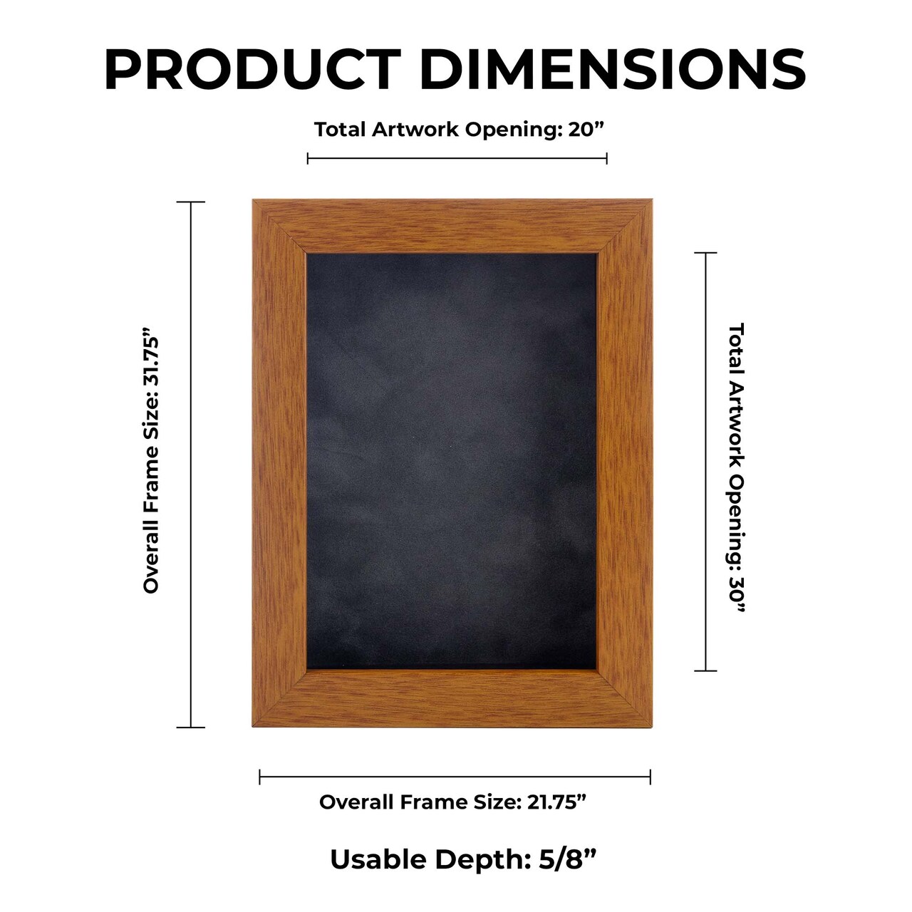 Warm Honey Brown Wood Shadow Box Frame with Acrylic Front - Dark Grey Suede Backing, 30 Sizes